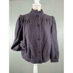 VINTAGE 80s Sergio Valente Wool Coat‎ Womens Medium Purple Button Front Feminine